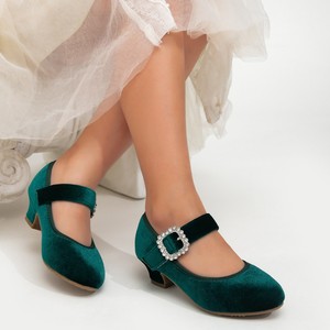 <span class=keywords><strong>Scarpe</strong></span> con <span class=keywords><strong>tacco</strong></span> alto da principessa <span class=keywords><strong>verdi</strong></span> per ragazze, con fibbia con diamanti, per spettacoli e performance, taglie forti - Product Image 3