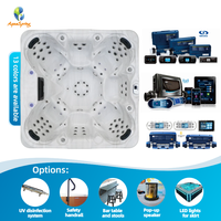 Jacuzzi extérieur sur mesure pour 7 personnes, système Balboa USA, baignoires spa en acrylique 2,3 m, 100 jets de massage, cascade LED, ozoniseur