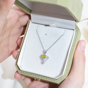 Collar de Diseño Más Reciente, Joyería MSN-933, Collar con Colgante de Oro de 18k, Collar con Diamante Amarillo Cultivado en Laboratorio con Corte Corazón - Product Image 4