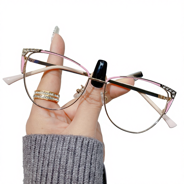 2025 New Retro Trendy  Cat Eye Metal Anti Blue Light Eyeglass Frame Fashion Personalized Men's and Women's Glasses