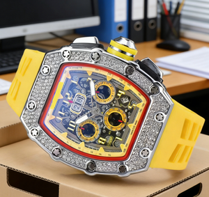 Montre de luxe pour homme de haute qualité, sertie de diamants, avec aiguille des secondes à six positions, multifonctionnelle, à quartz - Product Image 4