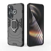 Étui de téléphone robuste antichoc avec anneau magnétique et béquille, design de luxe, estampage à chaud pour POCO F6 Pro/F6 Redmi