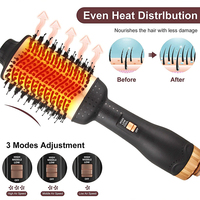 Brosse à air chaud professionnelle 4-en-1, sèche-cheveux et volumateur en une seule étape, 1000W, lisseur ionique, brosse à boucler, vente en gros