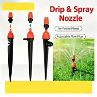Penyiram Tetes Terintegrasi dengan Penjepit Tanah, Pengunci Nozzle, Kontrol Aliran On-Off untuk Selang 4/7mm, Suku Cadang Irigasi Kebun dan Pertanian