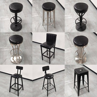 Tabourets de bar/KTV modernes et minimalistes, chaises hautes murales à dossier haut en fer et acier inoxydable, mobilier de bar facile à assembler