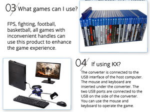 Chidoller KX USB juego de controladores Adaptador convertidor Video juego de teclado ratón adaptador para interruptor jugar FPS luchando juego de fútbol - Product Image 5