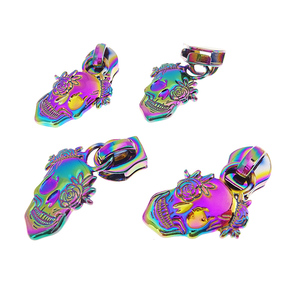 Đẹp Chất Lượng Cầu Vồng Màu Sắc Tùy Chỉnh Hộp Sọ Dây Kéo Kéo Puller Thanh Trượt Cho Ví Túi Xách - Product Image 3