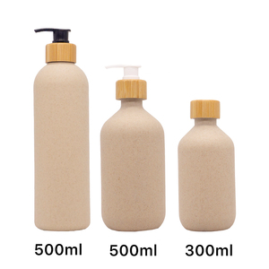 Envase Cosmético Biodegradable de Lujo Ecológico de 300 ml y 500 ml, Botella con Bomba para Champú y Loción de Paja de Trigo con Tapa - Product Image 3