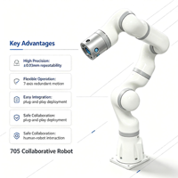 Nouveau bras robotique collaboratif A2CA-705 à charge maximale, 7 degrés de liberté, ultra-léger en alliage d'aluminium, 260W DC48V, rayon d'action de 653mm