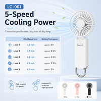 Ventilateur portatif à main, 5 vitesses, vent puissant, pour bureau, maison, bureau, design léger et compact
