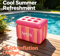 Glacière gonflable personnalisée imprimée en usine, bar à boissons flottant, glacière portable en PVC étanche pour piscine, plage, fête d'été