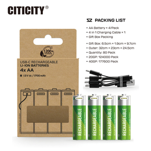 CITICITY <b>AA</b> MAX Cylindrical <b>Lithium</b>-Ion Rechargeable Battery 1.5V 2200mAh, USB Charging Cable for Household & Small Electronics - Product Image 4