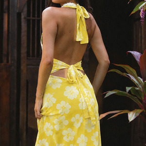 Vestido largo bohemio sin tirantes de diseño de alta calidad, con estampado lujoso, personalizado, de rayón transpirable. - Product Image 3