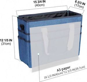 Sac fourre-tout organisateur BSCI, grand sac de rangement pour travaux d'art avec plusieurs poches, sac de couture bleu pour l'art, l'artisanat et l'école - Product Image 2