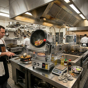 Machine <span class=keywords><strong>de</strong></span> cuisson automatique commerciale In-Smart, économique, semi-gaz, wok rotatif, sauté intelligent, <span class=keywords><strong>robot</strong></span> multifonctionnel pour restaurant - Product Image 1