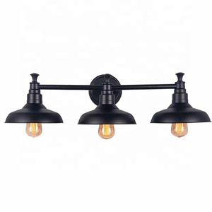 Công nghiệp 3-ánh sáng phòng tắm Vanity ánh sáng thép bóng râm và màu đen kết thúc sơn trắng bên trong bức tường nội thất ánh sáng nhà bếp - Product Image 1