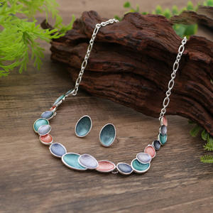 थोक क्लासिक सोने के तेल चित्रकला हार बालियां ने शादी दलों के लिए नई अवधारणा दीर्घवृत्त शैल छाया सेट किया - Product Image 6