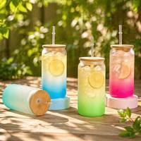 Vente en gros usine : Tasses personnalisées 16oz, Gobelets en verre pour sublimation, Bouteilles en verre dépoli transparentes pour bière et lait avec paille