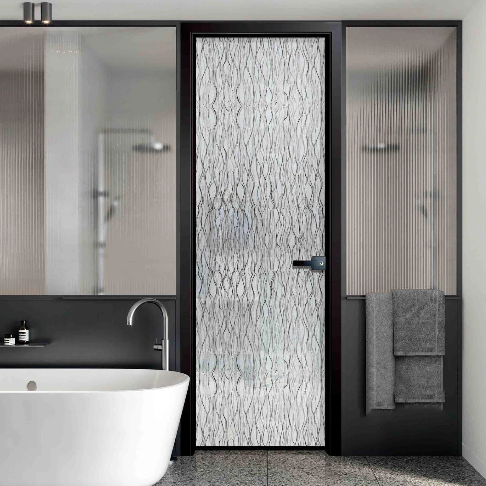 Cheap price latest model aluminium frame frosted glass waterproof bathroom door