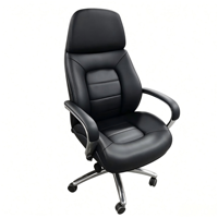 Fauteuil de bureau ergonomique haut dossier en cuir PU, pivotant et réglable, avec base chromée, pour dirigeant ou visiteur - Vente en gros