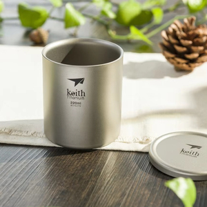 Taza de Titanio Puro Premium de Doble Pared, Ecológica y Saludable, con Tapa, 220 ml, Gris Plateado, de Grado Alimenticio, para Camping, Viajes y Uso Doméstico - Product Image 3