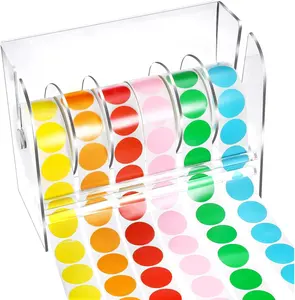 Acrylic Adjustable Label Dispenser Sticker Roll Holder Organizer Label Stand for Holding Sticker Label Office and