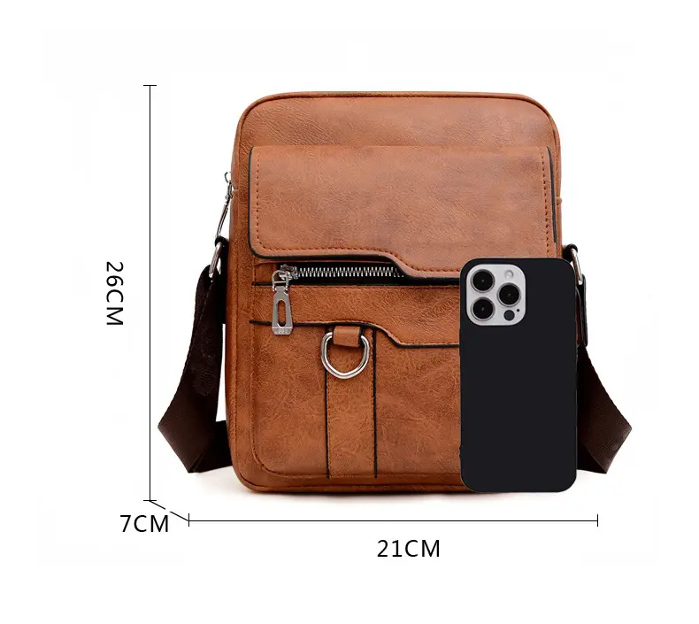 Venda quente dos homens Sacos De Ombro Do Vintage À Prova D' Água Pu Couro Mensageiro Crossbody Business Mobile Phone Bag Travel Bag