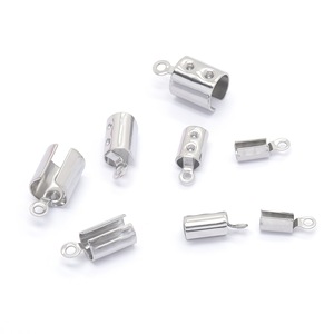 Stainless Steel <b>Leather</b> Cord Clips Round With Dotted Holes For <b>Bracelet</b> Making DIY Jewelry Accessories XYH24 - Product Image 5