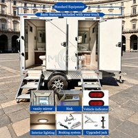 Promotion : Remorque WC Mobile 2 Postes à Essieu Unique, Toilettes Portables avec Lavabo, Miroir et Fenêtre pour Événements Extérieurs