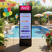 Réfrigérateur Vitrine Verticale à Porte Vitrée à Température Unique avec Refroidissement par Ventilateur, Présentoir Commercial et Domestique pour Cola, avec Éclairage LED