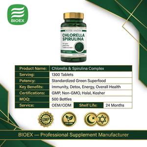 Tabletas de Biolex <span class=keywords><strong>Chlorella</strong></span> y Espirulina 500mg, Mezcla de Superalimentos, Algas Verdes Ricas en Nutrientes, Energía, Vitalidad, Bienestar, Apoyo a la Salud, Alimento Saludable - Product Image 2