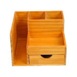 Desktop Wooden Storage Box With Compartments For Office Study Bedroom Stationery And Miscellaneous Items Solid Wood Rectangle - Product Image 5