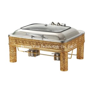 Scaldavivande Rettangolare Dorato da 9L con Coperchio Idraulico e Decorazioni Floreali per Matrimoni, Buffet di Hotel e Catering Aziendale, Ideale per Riscaldare Pizza e Curry - Product Image 5