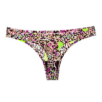 Ropa Interior Femenina de Seda sin Costuras de una Sola Pieza, Leggings Deportivos de Cintura Baja con Estampado de Leopardo Sexy y Juguetón