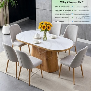 Table à manger en céramique OKAY, plateau brillant, style contemporain, pieds en métal, tables à manger modernes personnalisées en MDF et PVC, très vendues - Product Image 1