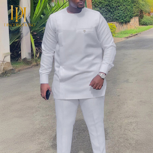 Los artículos vendidos a granel de dos piezas de color sólido estilo casual africano étnico trajes de hombre están de <span class=keywords><strong>moda</strong></span> en otoño ropa elegante - Product Image 1