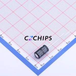 Condensateur électrolytique en aluminium à montage traversant EKM227M1EE11RR, composant à montage traversant THT, D6.3xL11mm 220uF 20% 25V 2.5mm - Product Image 2