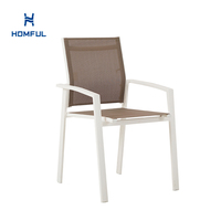 Fauteuil de jardin HOMFUL en aluminium avec assise en tissu respirant, dossier en toile, design démontable, empilable, chaise de café d'extérieur