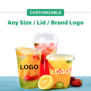 Layanan Desain Gratis Logo Kustom Gelas Plastik PET Transparan Sekali Pakai 12oz 16oz dengan Tutup <span class=keywords><strong>Domi</strong></span> Food Grade - Product Image 2