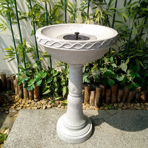 Mangeoire pour oiseaux en pierre artificielle, 30 cm, Fontaine à eau décorative avec panneau solaire et pompe - Product Image 2