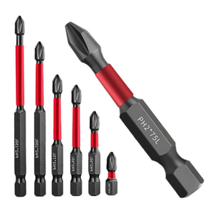Punte per Cacciavite Magnetiche PH1 PH2 PH3 in Acciaio S2, Punta Phillips a Croce Esagonale con Gambo Tondo in Acciaio Inox - Product Image 1