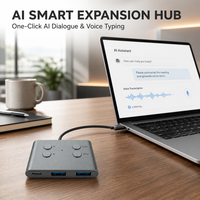 Hub IA USB-C intelligent avec micro haute sensibilité pour réunions, sous-titres instantanés et fonction Plug and Play, idéal pour le télétravail