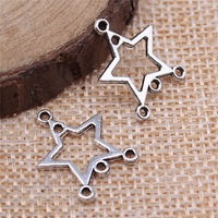Conector de Múltiples Bucles con Diseño de Estrella Abierta 19x14mm de Aleación de Plata Antigua para Adorno de Banda de Sombrero Vaquero