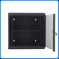 Armoire réseau murale 12U, rack de serveur, boîtier avec porte en verre verrouillable, acier SPCC, noir mat, petit format, pour le stockage de données à domicile ou au bureau