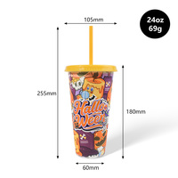 Gobelet en plastique réutilisable de 24 oz à changement de couleur pour Halloween, avec couvercle et paille, pour fêtes à thème fantôme, vente en gros, idéal pour la collecte de bonbons ou de farces.