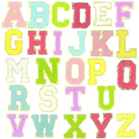 Appliques brodées en tissu éponge, lettres à cadre doré scintillant, motifs mixtes (fleur, nœud papillon, alphabet), vente en gros