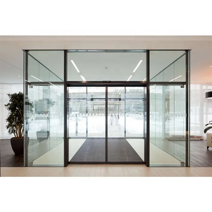 Commercial entry security sliding door aluminium glass automatic sliding door exterior