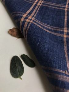 Tissu en lin 100% délavé à carreaux mélangés - Product Image 2