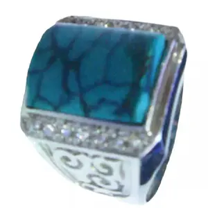 Diamond and turquoise wedding ring