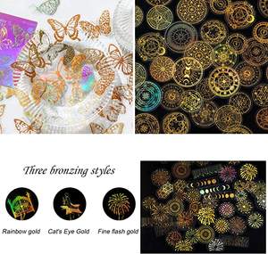 Autocollant holographique doré, paillettes transparentes, <span class=keywords><strong>d</strong></span>écoratif, ensemble <span class=keywords><strong>d</strong></span>'autocollants holographiques pour l'artisanat de scrapbooking - Product Image 5